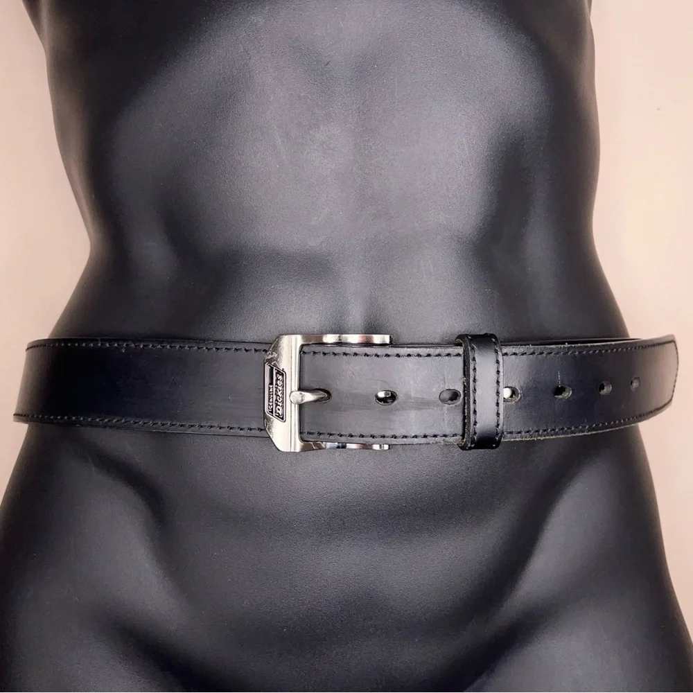 Size 36 Dickies Black Leather Belt Classic Silver Buckle